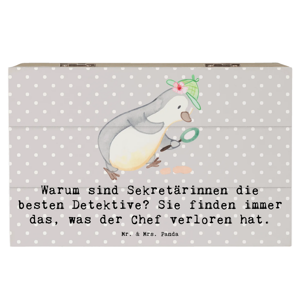 Holzkiste Warum sind Sekretärinnen die besten Detektive? Sie finden immer das, was der Chef verloren hat. Truhe, Erinnerungsbox, Geschenkdose, Kiste, Holzkiste, Geschenkbox, Schatulle, Dekokiste, Aufbewahrungsbox, Erinnerungskiste, Schatzkiste, XXL, Beruf, Ausbildung, Jubiläum, Abschied, Rente, Kollege, Kollegin, Geschenk, Schenken, Arbeitskollege, Mitarbeiter, Firma, Danke, Dankeschön