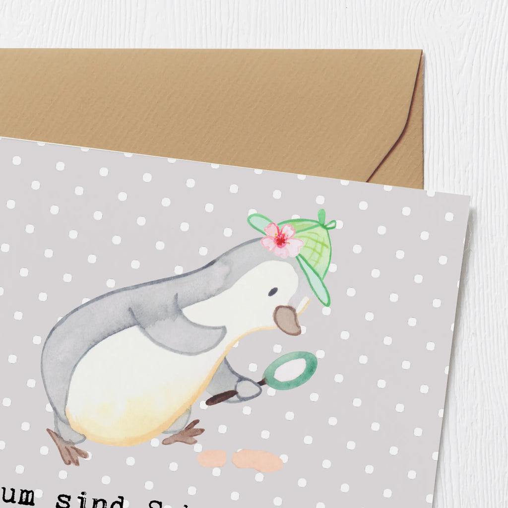 Deluxe Card Warum sind Sekretärinnen die besten Detektive? Sie finden immer das, was der Chef verloren hat. Hochzeitskarte, Karte, Hochwertige Klappkarte, Einladungskarte, Grußkarte, Klappkarte, Hochwertige Grußkarte, Geburtstagskarte, Glückwunschkarte, Beruf, Ausbildung, Jubiläum, Abschied, Rente, Kollege, Kollegin, Geschenk, Schenken, Arbeitskollege, Mitarbeiter, Firma, Danke, Dankeschön