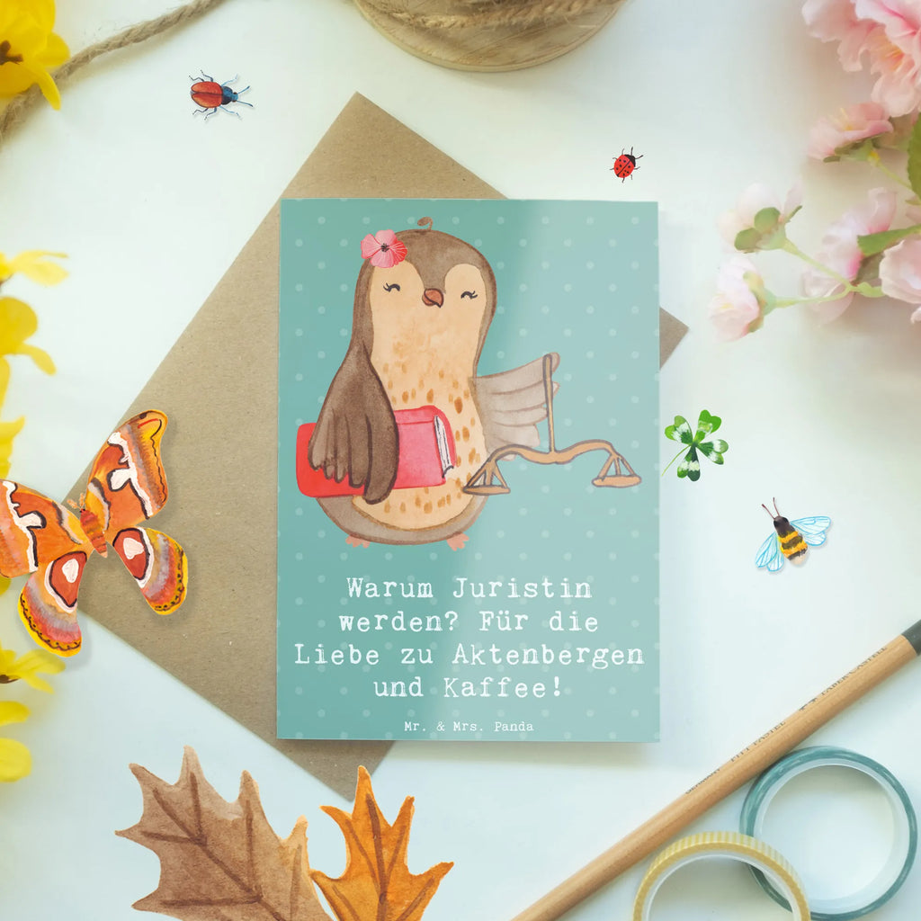 Greetings card Warum Juristin werden? Für die Liebe zu Aktenbergen und Kaffee! Hochzeitskarte, Karte, Glückwunschkarte, Grußkarte, Einladungskarte, Geburtstagskarte, Klappkarte, Ansichtskarten, Beruf, Ausbildung, Jubiläum, Abschied, Rente, Kollege, Kollegin, Geschenk, Schenken, Arbeitskollege, Mitarbeiter, Firma, Danke, Dankeschön