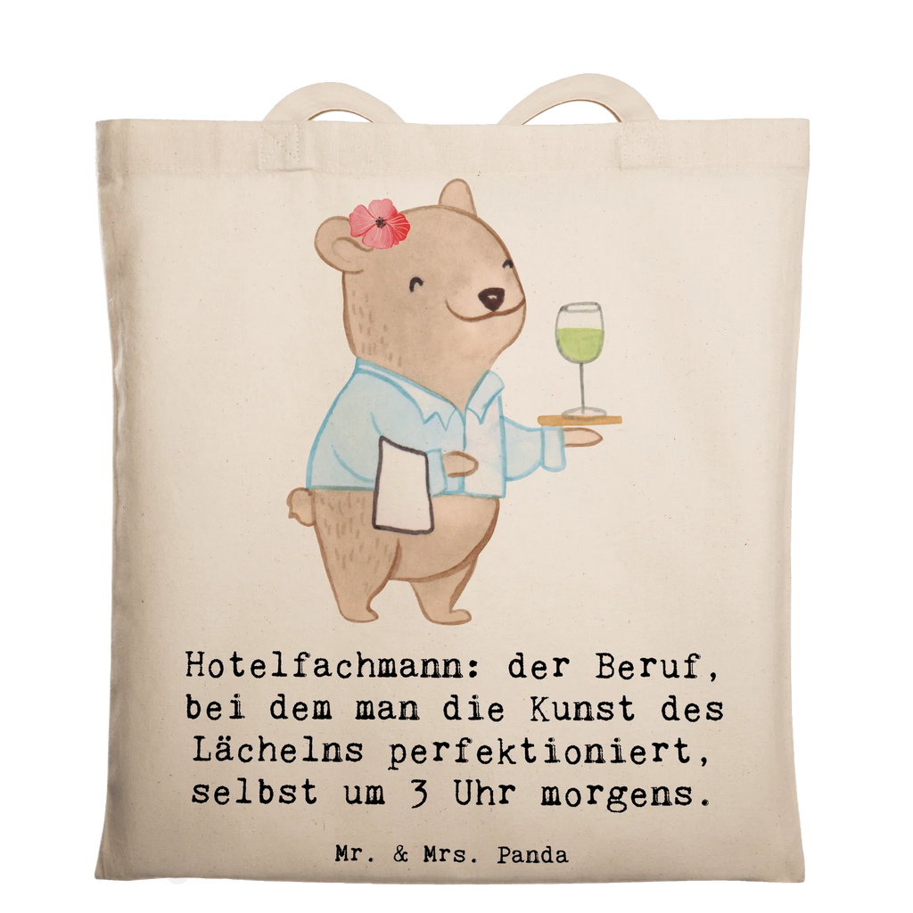 Tragetasche Hotelfachmann: der Beruf, bei dem man die Kunst des Lächelns perfektioniert, selbst um 3 Uhr morgens. Einkaufstüte, Einkaufstasche, Strandtasche, Tasche, Beuteltasche, Stoffbeutel, Jutetasche, Tragetasche, Beutel, Stofftasche, Umhängetasche, Laptoptasche, Badetasche, Jutebeutel, Schultertasche, Shopper, Beruf, Ausbildung, Jubiläum, Abschied, Rente, Kollege, Kollegin, Geschenk, Schenken, Arbeitskollege, Mitarbeiter, Firma, Danke, Dankeschön