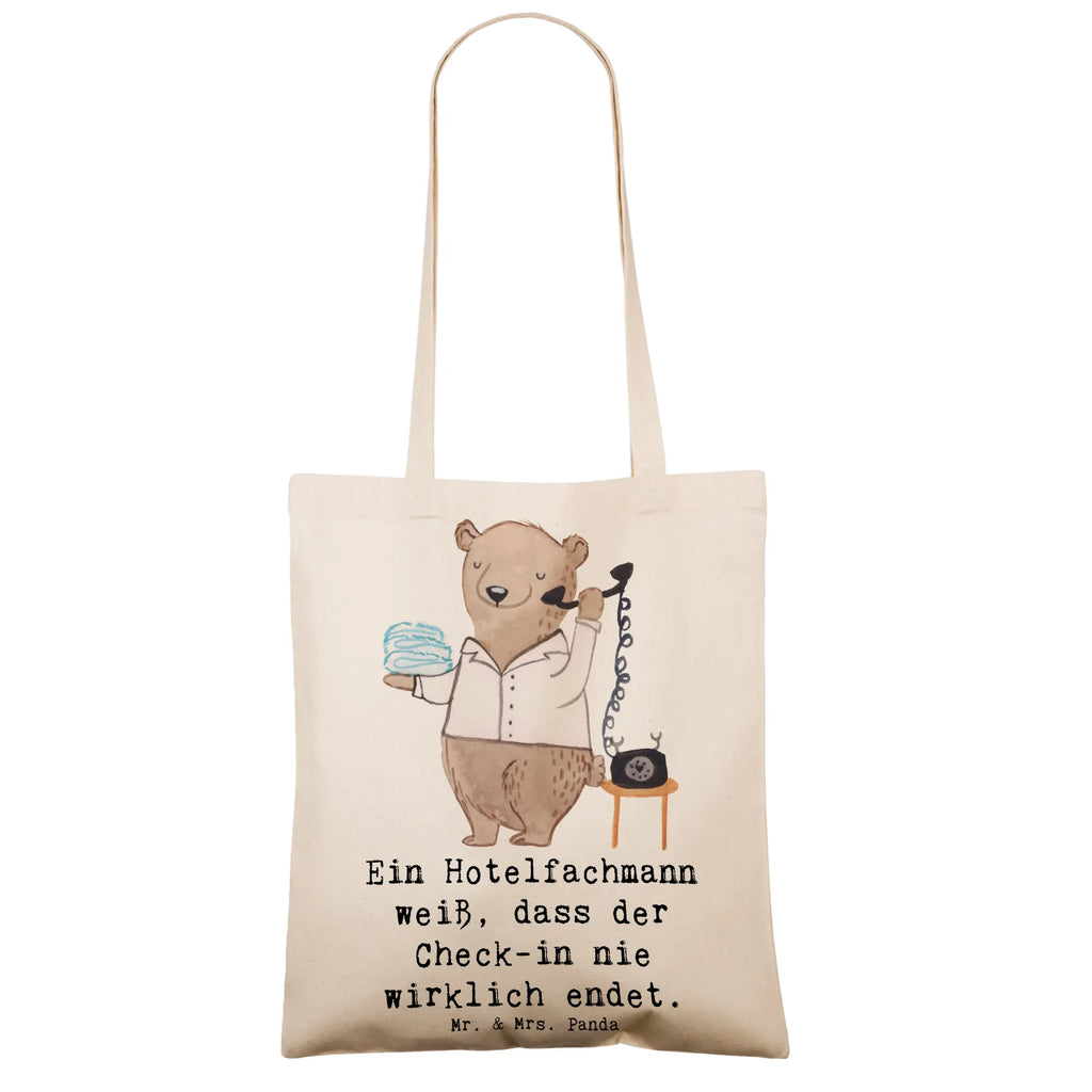 Tote bag Ein Hotelfachmann weiß, dass der Check-in nie wirklich endet. Schultertasche, Beutel, Tragetasche, Strandtasche, Stoffbeutel, Jutebeutel, Tasche, Umhängetasche, Stofftasche, Badetasche, Shopper, Beuteltasche, Einkaufstasche, Einkaufstüte, Jutetasche, Laptoptasche, Beruf, Ausbildung, Jubiläum, Abschied, Rente, Kollege, Kollegin, Geschenk, Schenken, Arbeitskollege, Mitarbeiter, Firma, Danke, Dankeschön