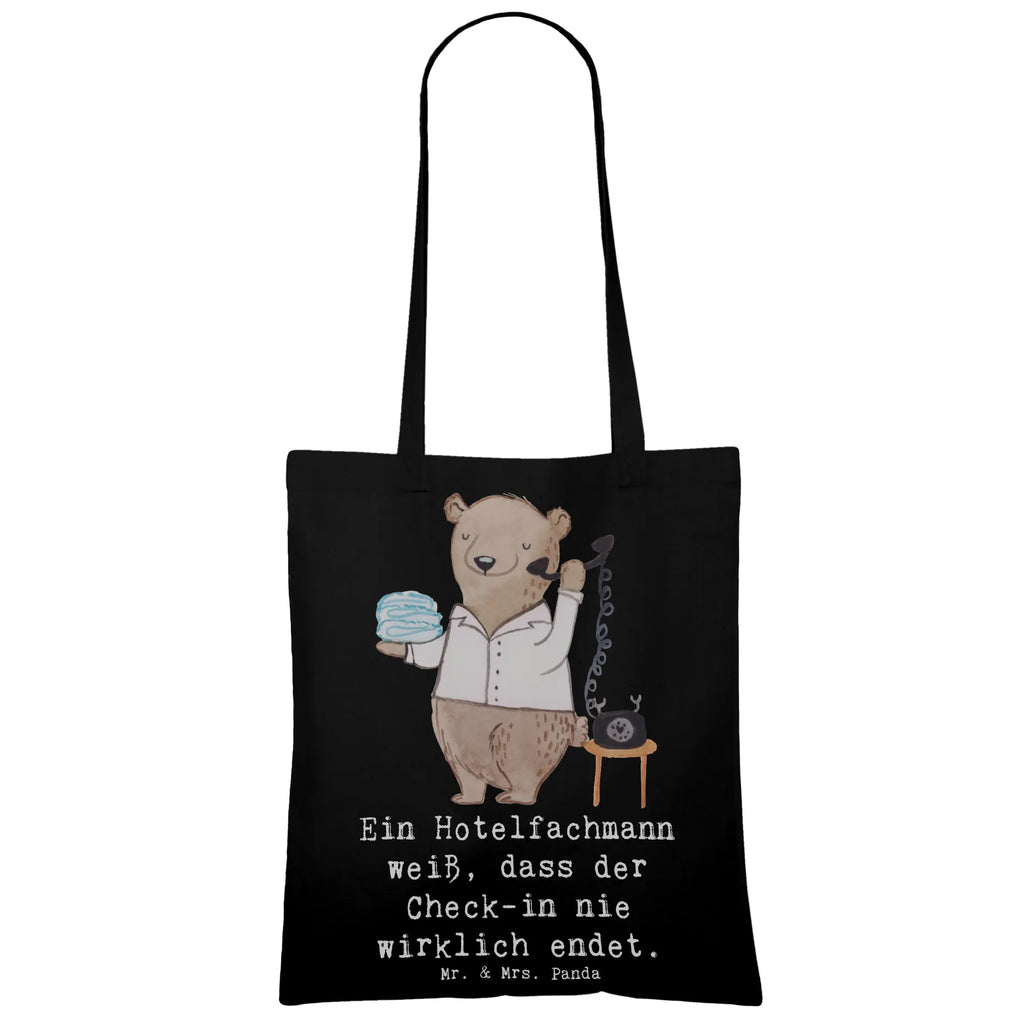 Tote bag Ein Hotelfachmann weiß, dass der Check-in nie wirklich endet. Schultertasche, Beutel, Tragetasche, Strandtasche, Stoffbeutel, Jutebeutel, Tasche, Umhängetasche, Stofftasche, Badetasche, Shopper, Beuteltasche, Einkaufstasche, Einkaufstüte, Jutetasche, Laptoptasche, Beruf, Ausbildung, Jubiläum, Abschied, Rente, Kollege, Kollegin, Geschenk, Schenken, Arbeitskollege, Mitarbeiter, Firma, Danke, Dankeschön