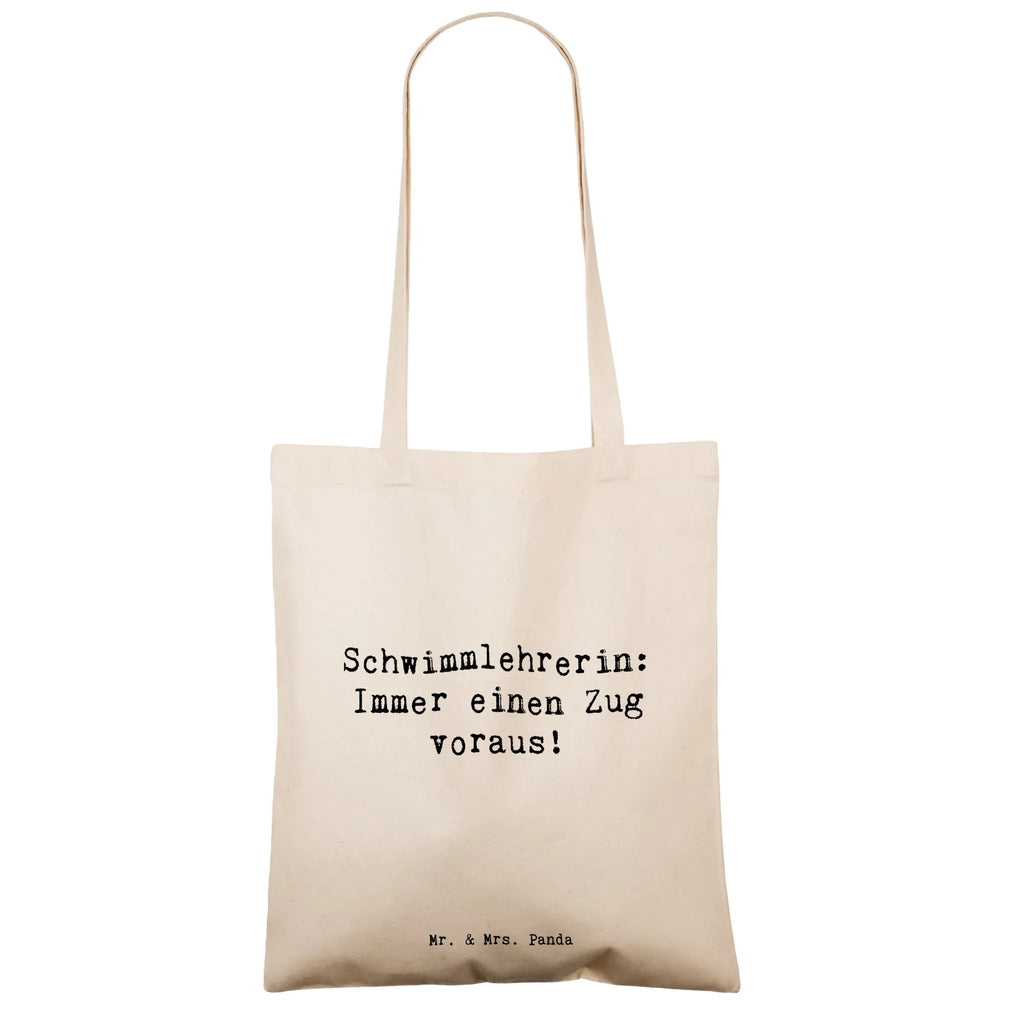 Tote bag Saying Schwimmlehrerin: Immer einen Zug voraus! Shopper, Badetasche, Stoffbeutel, Jutetasche, Stofftasche, Strandtasche, Beuteltasche, Beutel, Schultertasche, Tasche, Umhängetasche, Jutebeutel, Einkaufstüte, Tragetasche, Laptoptasche, Einkaufstasche, Beruf, Ausbildung, Jubiläum, Abschied, Rente, Kollege, Kollegin, Geschenk, Schenken, Arbeitskollege, Mitarbeiter, Firma, Danke, Dankeschön