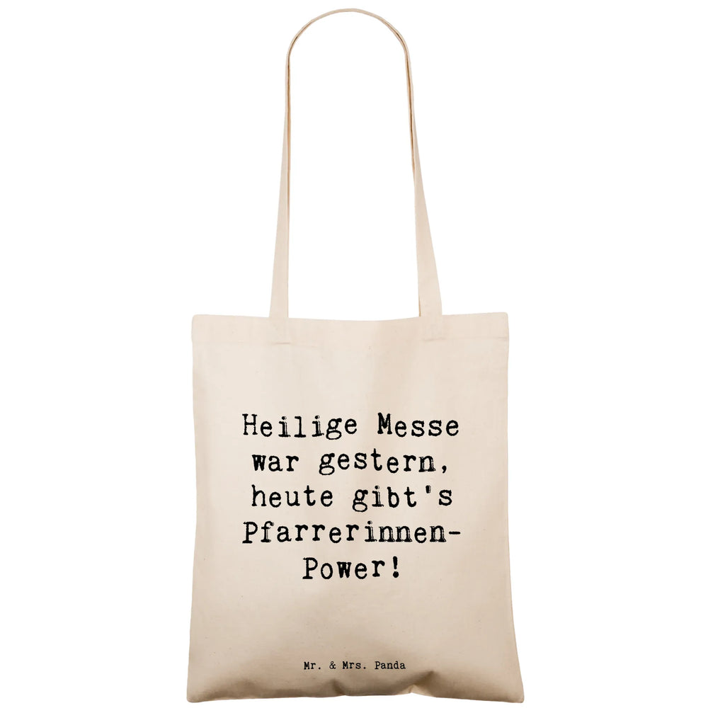 Tote bag Saying Heilige Messe war gestern, heute gibt's Pfarrerinnen-Power! Beuteltasche, Jutebeutel, Einkaufstasche, Jutetasche, Beutel, Tasche, Stoffbeutel, Einkaufstüte, Umhängetasche, Tragetasche, Badetasche, Stofftasche, Strandtasche, Laptoptasche, Shopper, Schultertasche, Beruf, Ausbildung, Jubiläum, Abschied, Rente, Kollege, Kollegin, Geschenk, Schenken, Arbeitskollege, Mitarbeiter, Firma, Danke, Dankeschön