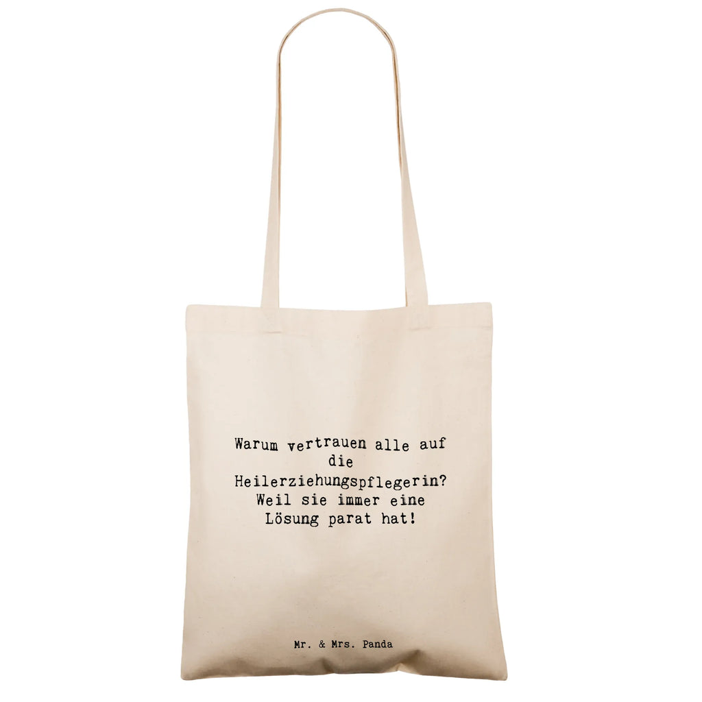 Tote bag Saying Warum vertrauen alle auf die Heilerziehungspflegerin? Weil sie immer eine Lösung parat hat! Einkaufstasche, Laptoptasche, Shopper, Schultertasche, Tasche, Jutebeutel, Umhängetasche, Beuteltasche, Jutetasche, Badetasche, Stoffbeutel, Strandtasche, Stofftasche, Einkaufstüte, Tragetasche, Beutel, Beruf, Ausbildung, Jubiläum, Abschied, Rente, Kollege, Kollegin, Geschenk, Schenken, Arbeitskollege, Mitarbeiter, Firma, Danke, Dankeschön