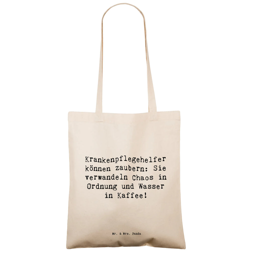 Tote bag Saying Krankenpflegehelfer können zaubern: Sie verwandeln Chaos in Ordnung und Wasser in Kaffee! Einkaufstasche, Tragetasche, Tasche, Einkaufstüte, Jutetasche, Schultertasche, Stoffbeutel, Beuteltasche, Jutebeutel, Strandtasche, Shopper, Beutel, Stofftasche, Umhängetasche, Laptoptasche, Badetasche, Beruf, Ausbildung, Jubiläum, Abschied, Rente, Kollege, Kollegin, Geschenk, Schenken, Arbeitskollege, Mitarbeiter, Firma, Danke, Dankeschön