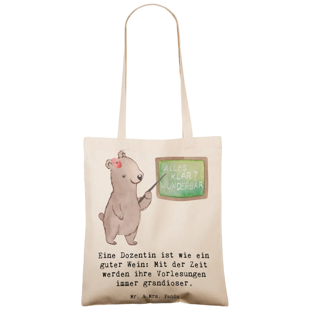Tragetasche Eine Dozentin ist wie ein guter Wein: Mit der Zeit werden ihre Vorlesungen immer grandioser. Badetasche, Shopper, Tragetasche, Laptoptasche, Umhängetasche, Jutebeutel, Einkaufstasche, Beutel, Strandtasche, Einkaufstüte, Beuteltasche, Tasche, Stofftasche, Jutetasche, Schultertasche, Stoffbeutel, Beruf, Ausbildung, Jubiläum, Abschied, Rente, Kollege, Kollegin, Geschenk, Schenken, Arbeitskollege, Mitarbeiter, Firma, Danke, Dankeschön