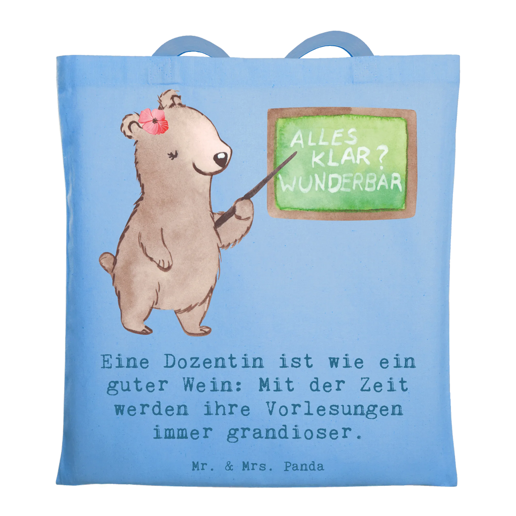 Tragetasche Eine Dozentin ist wie ein guter Wein: Mit der Zeit werden ihre Vorlesungen immer grandioser. Badetasche, Shopper, Tragetasche, Laptoptasche, Umhängetasche, Jutebeutel, Einkaufstasche, Beutel, Strandtasche, Einkaufstüte, Beuteltasche, Tasche, Stofftasche, Jutetasche, Schultertasche, Stoffbeutel, Beruf, Ausbildung, Jubiläum, Abschied, Rente, Kollege, Kollegin, Geschenk, Schenken, Arbeitskollege, Mitarbeiter, Firma, Danke, Dankeschön