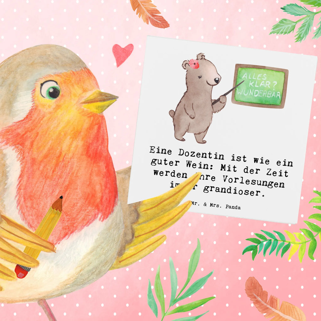 Deluxe Card Eine Dozentin ist wie ein guter Wein: Mit der Zeit werden ihre Vorlesungen immer grandioser. Karte, Glückwunschkarte, Einladungskarte, Grußkarte, Hochzeitskarte, Hochwertige Klappkarte, Hochwertige Grußkarte, Klappkarte, Geburtstagskarte, Beruf, Ausbildung, Jubiläum, Abschied, Rente, Kollege, Kollegin, Geschenk, Schenken, Arbeitskollege, Mitarbeiter, Firma, Danke, Dankeschön