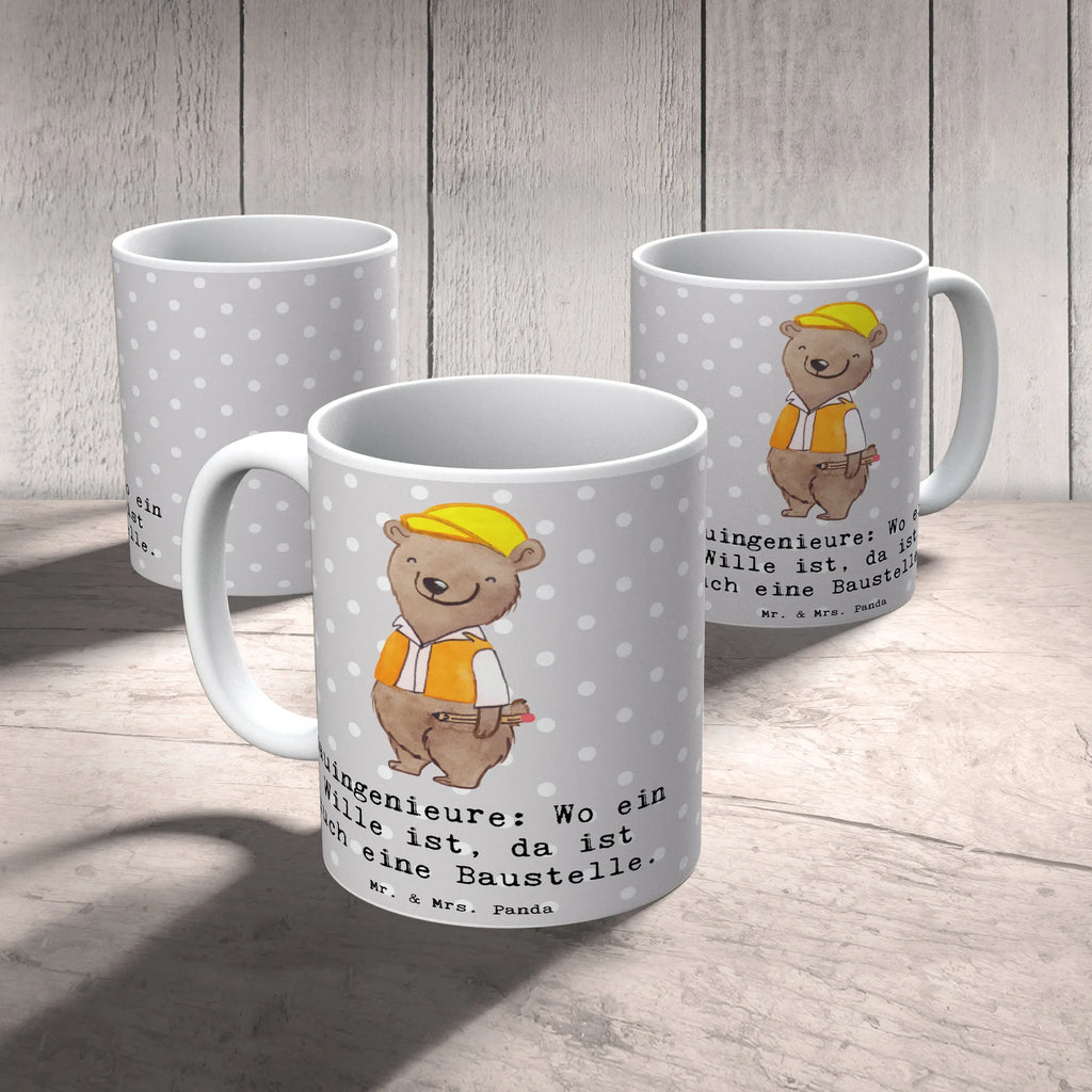 Tasse Bauingenieure: Wo ein Wille ist, da ist auch eine Baustelle. Keramiktasse, Tasse mit Motiven, Kaffeetasse, Geschenktasse, Porzellantasse, Bürotasse, Tasse mit Zitaten, Teetasse, Tasse, Beruf, Ausbildung, Jubiläum, Abschied, Rente, Kollege, Kollegin, Geschenk, Schenken, Arbeitskollege, Mitarbeiter, Firma, Danke, Dankeschön