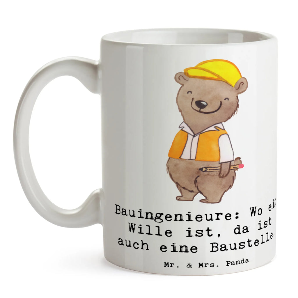 Tasse Bauingenieure: Wo ein Wille ist, da ist auch eine Baustelle. Keramiktasse, Tasse mit Motiven, Kaffeetasse, Geschenktasse, Porzellantasse, Bürotasse, Tasse mit Zitaten, Teetasse, Tasse, Beruf, Ausbildung, Jubiläum, Abschied, Rente, Kollege, Kollegin, Geschenk, Schenken, Arbeitskollege, Mitarbeiter, Firma, Danke, Dankeschön