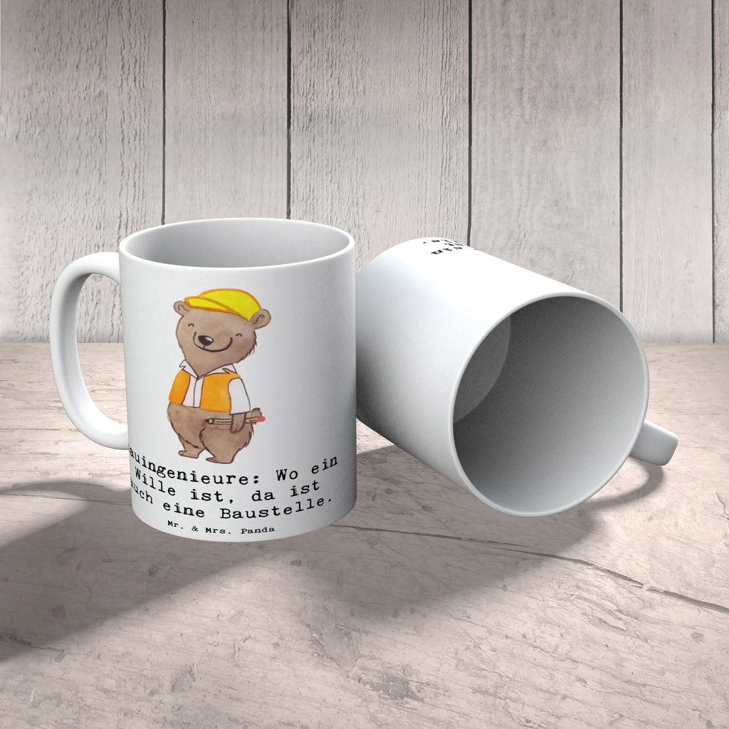 Tasse Bauingenieure: Wo ein Wille ist, da ist auch eine Baustelle. Keramiktasse, Tasse mit Motiven, Kaffeetasse, Geschenktasse, Porzellantasse, Bürotasse, Tasse mit Zitaten, Teetasse, Tasse, Beruf, Ausbildung, Jubiläum, Abschied, Rente, Kollege, Kollegin, Geschenk, Schenken, Arbeitskollege, Mitarbeiter, Firma, Danke, Dankeschön