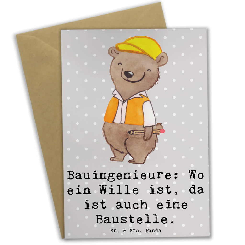 Greetings card Bauingenieure: Wo ein Wille ist, da ist auch eine Baustelle. Glückwunschkarte, Karte, Einladungskarte, Hochzeitskarte, Ansichtskarten, Klappkarte, Grußkarte, Geburtstagskarte, Beruf, Ausbildung, Jubiläum, Abschied, Rente, Kollege, Kollegin, Geschenk, Schenken, Arbeitskollege, Mitarbeiter, Firma, Danke, Dankeschön