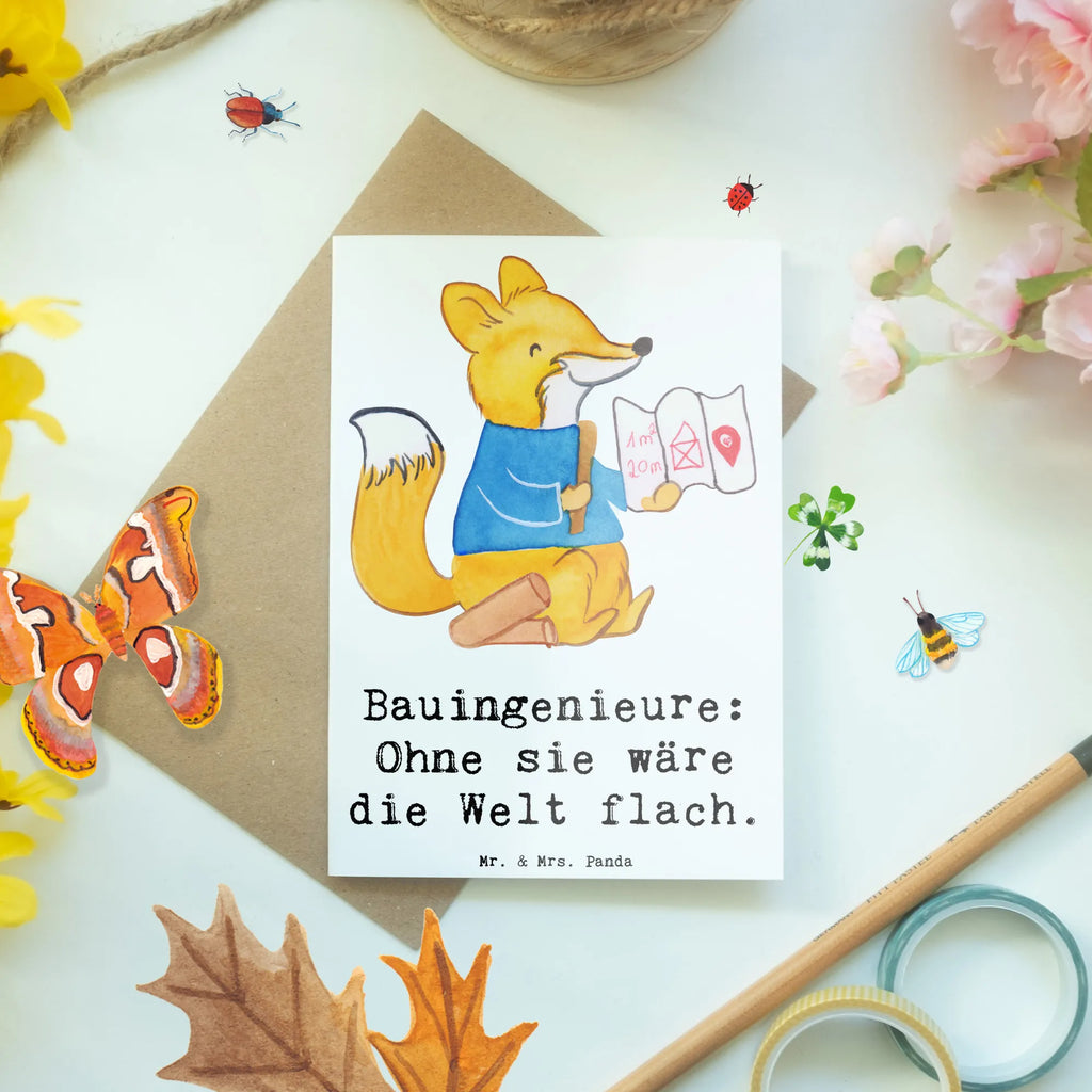 Greetings card Bauingenieure: Ohne sie wäre die Welt flach. Geburtstagskarte, Grußkarte, Klappkarte, Glückwunschkarte, Hochzeitskarte, Ansichtskarten, Karte, Einladungskarte, Beruf, Ausbildung, Jubiläum, Abschied, Rente, Kollege, Kollegin, Geschenk, Schenken, Arbeitskollege, Mitarbeiter, Firma, Danke, Dankeschön