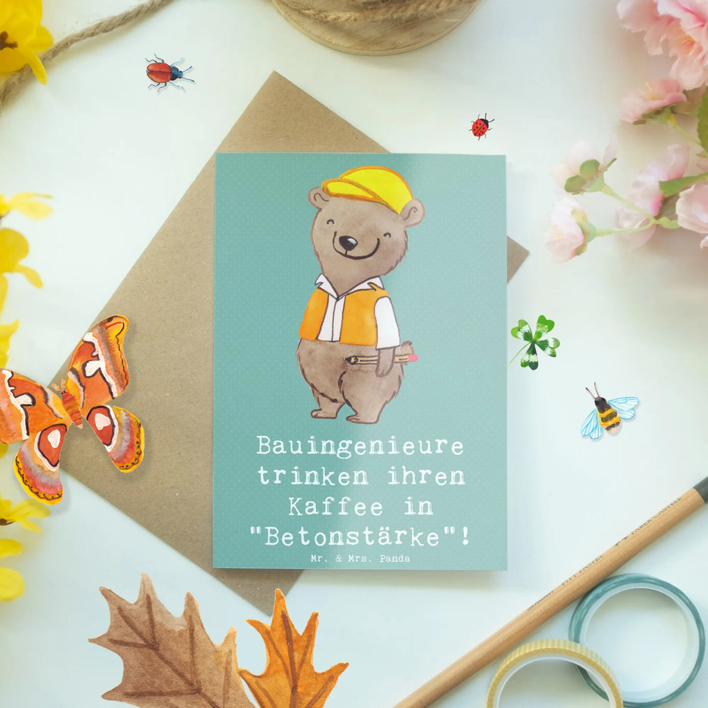 Greetings card Bauingenieure trinken ihren Kaffee in "Betonstärke"! Hochzeitskarte, Geburtstagskarte, Klappkarte, Glückwunschkarte, Karte, Grußkarte, Ansichtskarten, Einladungskarte, Beruf, Ausbildung, Jubiläum, Abschied, Rente, Kollege, Kollegin, Geschenk, Schenken, Arbeitskollege, Mitarbeiter, Firma, Danke, Dankeschön