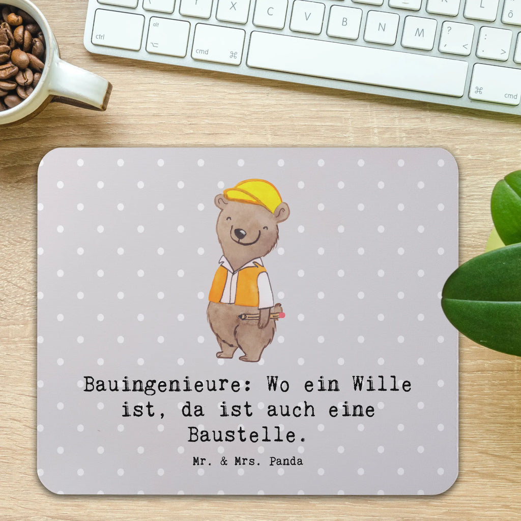 Mouse mat Bauingenieure: Wo ein Wille ist, da ist auch eine Baustelle. PC Zubehör, Mauspad, Mousepad, Mausunterlage, Mauspad Büro, Computer zubehör, Designer Mauspad, Einzigartiges Mauspad, Büroausstattung, Arbeitszimmer, Beruf, Ausbildung, Jubiläum, Abschied, Rente, Kollege, Kollegin, Geschenk, Schenken, Arbeitskollege, Mitarbeiter, Firma, Danke, Dankeschön
