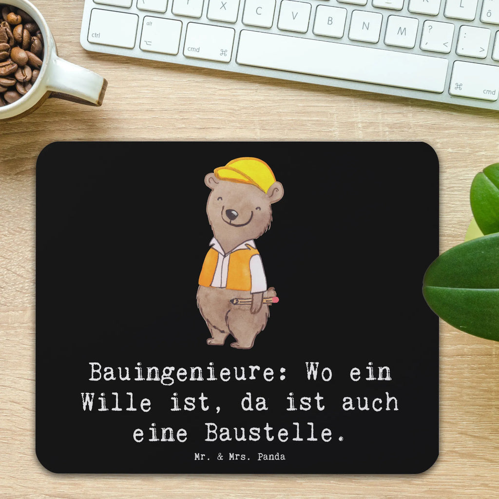 Mouse mat Bauingenieure: Wo ein Wille ist, da ist auch eine Baustelle. PC Zubehör, Mauspad, Mousepad, Mausunterlage, Mauspad Büro, Computer zubehör, Designer Mauspad, Einzigartiges Mauspad, Büroausstattung, Arbeitszimmer, Beruf, Ausbildung, Jubiläum, Abschied, Rente, Kollege, Kollegin, Geschenk, Schenken, Arbeitskollege, Mitarbeiter, Firma, Danke, Dankeschön