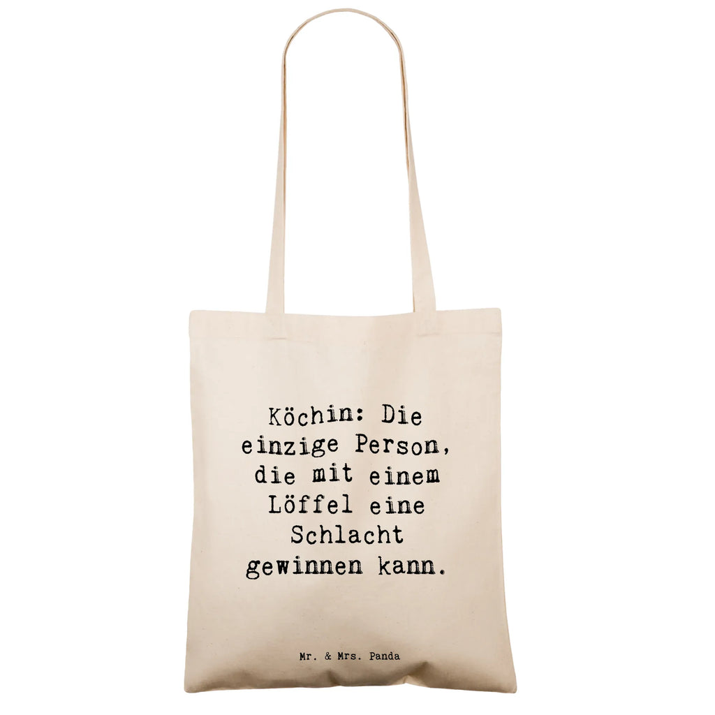 Tote bag Saying Köchin: Die einzige Person, die mit einem Löffel eine Schlacht gewinnen kann. Beuteltasche, Beutel, Einkaufstasche, Jutebeutel, Stoffbeutel, Tasche, Shopper, Umhängetasche, Strandtasche, Schultertasche, Stofftasche, Tragetasche, Badetasche, Jutetasche, Einkaufstüte, Laptoptasche, Beruf, Ausbildung, Jubiläum, Abschied, Rente, Kollege, Kollegin, Geschenk, Schenken, Arbeitskollege, Mitarbeiter, Firma, Danke, Dankeschön
