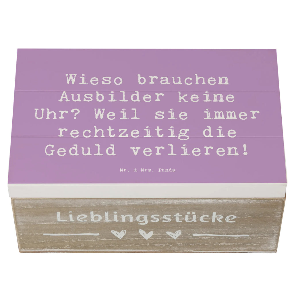 Wooden chest Saying Wieso brauchen Ausbilder keine Uhr? Weil sie immer rechtzeitig die Geduld verlieren! Holzkiste, XXL, Kiste, Schatulle, Dekokiste, Schatzkiste, Truhe, Geschenkbox, Erinnerungskiste, Geschenkdose, Aufbewahrungsbox, Erinnerungsbox, Beruf, Ausbildung, Jubiläum, Abschied, Rente, Kollege, Kollegin, Geschenk, Schenken, Arbeitskollege, Mitarbeiter, Firma, Danke, Dankeschön
