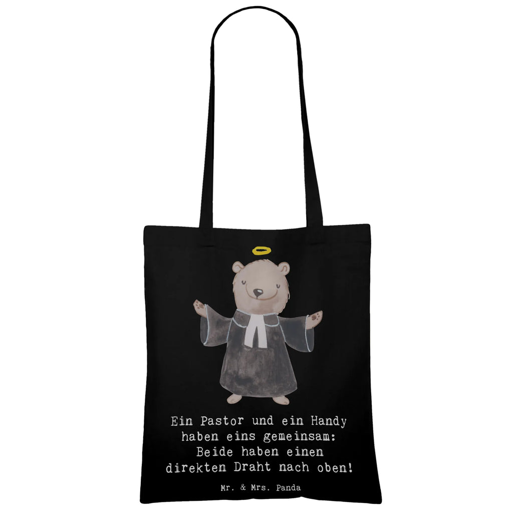 Tote bag Ein Pastor und ein Handy haben eins gemeinsam: Beide haben einen direkten Draht nach oben! Tragetasche, Jutebeutel, Shopper, Laptoptasche, Einkaufstüte, Strandtasche, Einkaufstasche, Umhängetasche, Tasche, Beutel, Jutetasche, Stofftasche, Schultertasche, Beuteltasche, Stoffbeutel, Badetasche, Beruf, Ausbildung, Jubiläum, Abschied, Rente, Kollege, Kollegin, Geschenk, Schenken, Arbeitskollege, Mitarbeiter, Firma, Danke, Dankeschön