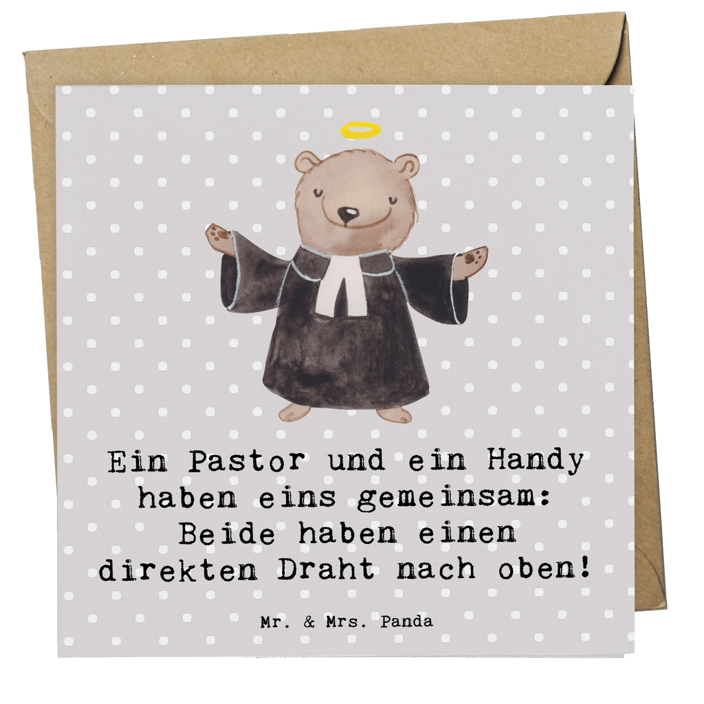 Deluxe Card Ein Pastor und ein Handy haben eins gemeinsam: Beide haben einen direkten Draht nach oben! Grußkarte, Karte, Einladungskarte, Klappkarte, Hochwertige Klappkarte, Glückwunschkarte, Hochzeitskarte, Hochwertige Grußkarte, Geburtstagskarte, Beruf, Ausbildung, Jubiläum, Abschied, Rente, Kollege, Kollegin, Geschenk, Schenken, Arbeitskollege, Mitarbeiter, Firma, Danke, Dankeschön