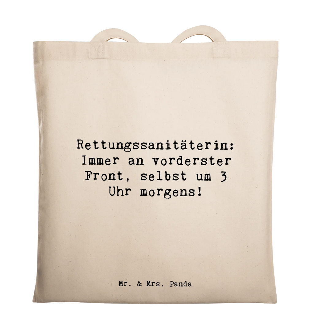 Tote bag Saying Rettungssanitäterin: Immer an vorderster Front, selbst um 3 Uhr morgens! Beuteltasche, Beutel, Einkaufstasche, Jutebeutel, Stoffbeutel, Tasche, Shopper, Umhängetasche, Strandtasche, Schultertasche, Stofftasche, Tragetasche, Badetasche, Jutetasche, Einkaufstüte, Laptoptasche, Beruf, Ausbildung, Jubiläum, Abschied, Rente, Kollege, Kollegin, Geschenk, Schenken, Arbeitskollege, Mitarbeiter, Firma, Danke, Dankeschön
