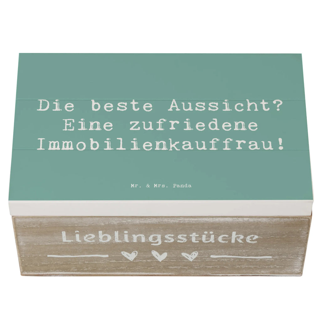 Wooden chest Saying Die beste Aussicht? Eine zufriedene Immobilienkauffrau! Erinnerungsbox, Geschenkdose, XXL, Holzkiste, Geschenkbox, Schatulle, Schatzkiste, Truhe, Kiste, Dekokiste, Aufbewahrungsbox, Erinnerungskiste, Beruf, Ausbildung, Jubiläum, Abschied, Rente, Kollege, Kollegin, Geschenk, Schenken, Arbeitskollege, Mitarbeiter, Firma, Danke, Dankeschön