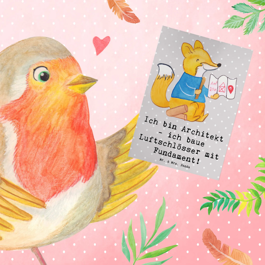 Greetings card Ich bin Architekt - ich baue Luftschlösser mit Fundament! Glückwunschkarte, Einladungskarte, Hochzeitskarte, Karte, Ansichtskarten, Geburtstagskarte, Grußkarte, Klappkarte, Beruf, Ausbildung, Jubiläum, Abschied, Rente, Kollege, Kollegin, Geschenk, Schenken, Arbeitskollege, Mitarbeiter, Firma, Danke, Dankeschön