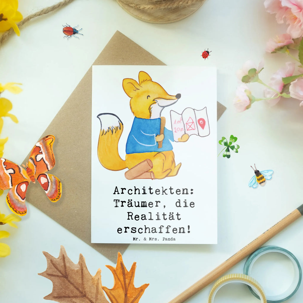 Grußkarte Architekten: Träumer, die Realität erschaffen! Karte, Klappkarte, Geburtstagskarte, Ansichtskarten, Hochzeitskarte, Einladungskarte, Glückwunschkarte, Grußkarte, Beruf, Ausbildung, Jubiläum, Abschied, Rente, Kollege, Kollegin, Geschenk, Schenken, Arbeitskollege, Mitarbeiter, Firma, Danke, Dankeschön