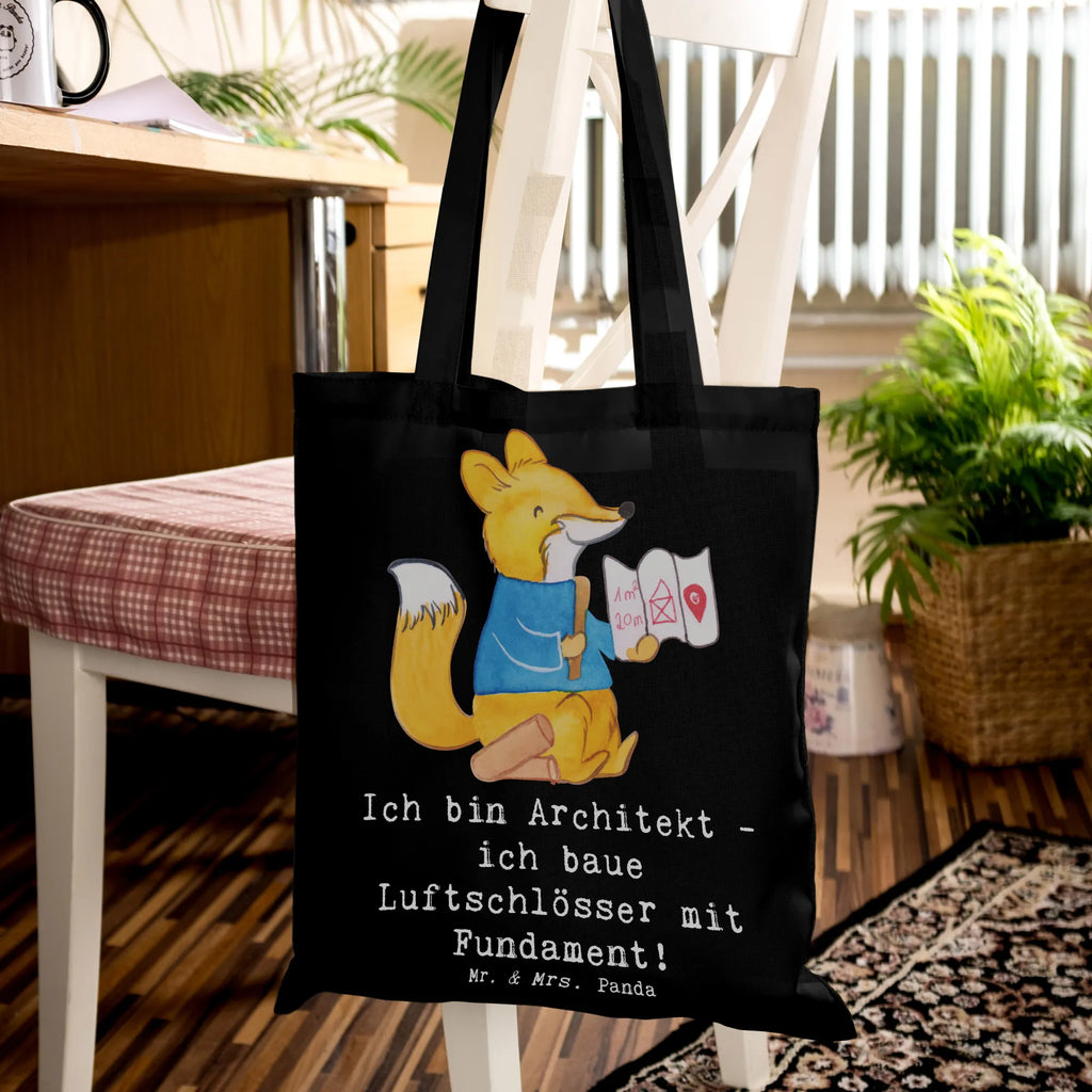 Tragetasche Ich bin Architekt - ich baue Luftschlösser mit Fundament! Umhängetasche, Einkaufstüte, Stofftasche, Beutel, Badetasche, Tragetasche, Strandtasche, Einkaufstasche, Laptoptasche, Beuteltasche, Jutetasche, Stoffbeutel, Schultertasche, Tasche, Shopper, Jutebeutel, Beruf, Ausbildung, Jubiläum, Abschied, Rente, Kollege, Kollegin, Geschenk, Schenken, Arbeitskollege, Mitarbeiter, Firma, Danke, Dankeschön