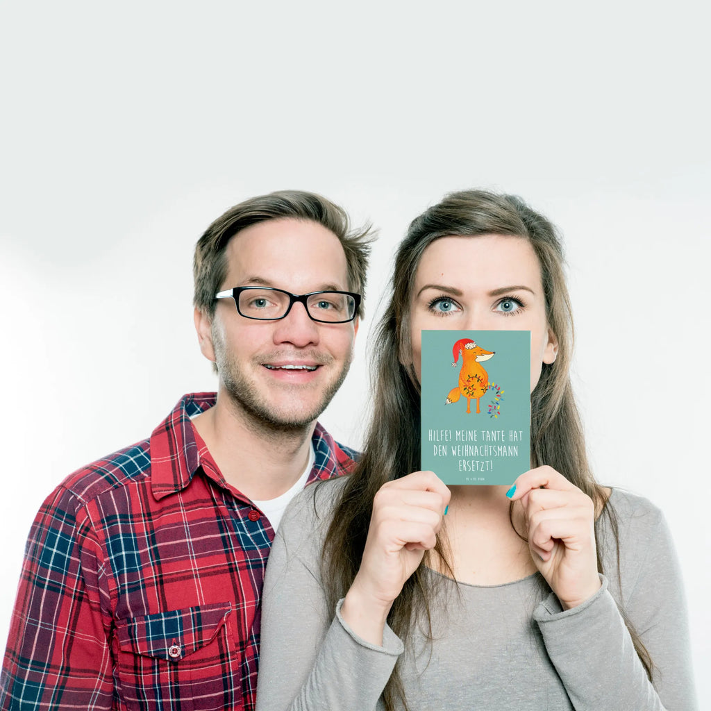 Postcard Hilfe! Meine Tante hat den Weihnachtsmann ersetzt! Einladung, Dankeskarte, Postkarte, Karte, Ansichtskarten, Einladungskarte, Geschenkkarte, Einladung Geburtstag, Grußkarte, Ansichtskarte, Geburtstagskarte, Einladungskarten Geburtstag, Familie, Vatertag, Muttertag, Bruder, Schwester, Mama, Papa, Oma, Opa