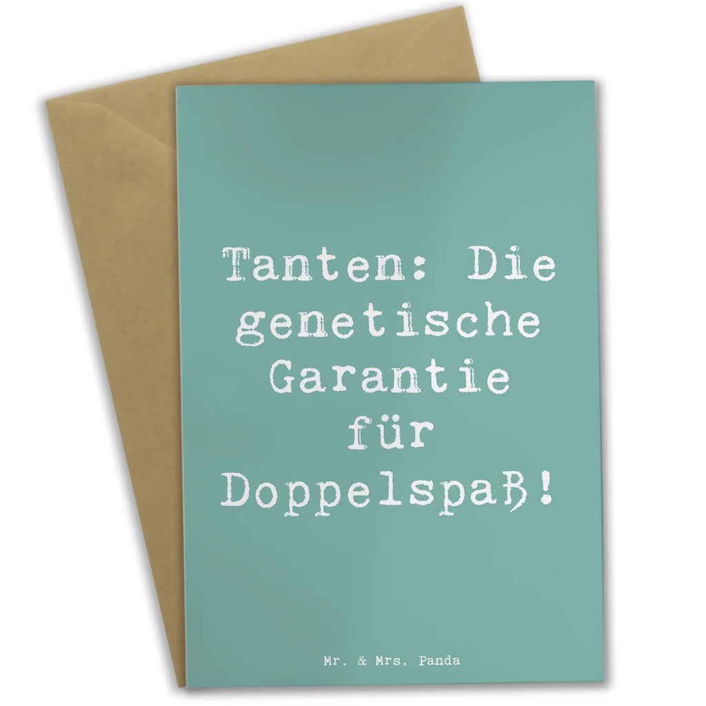 Greetings card Saying Tanten: Die genetische Garantie für Doppelspaß! Grußkarte, Klappkarte, Einladungskarte, Glückwunschkarte, Hochzeitskarte, Geburtstagskarte, Karte, Ansichtskarten, Familie, Vatertag, Muttertag, Bruder, Schwester, Mama, Papa, Oma, Opa