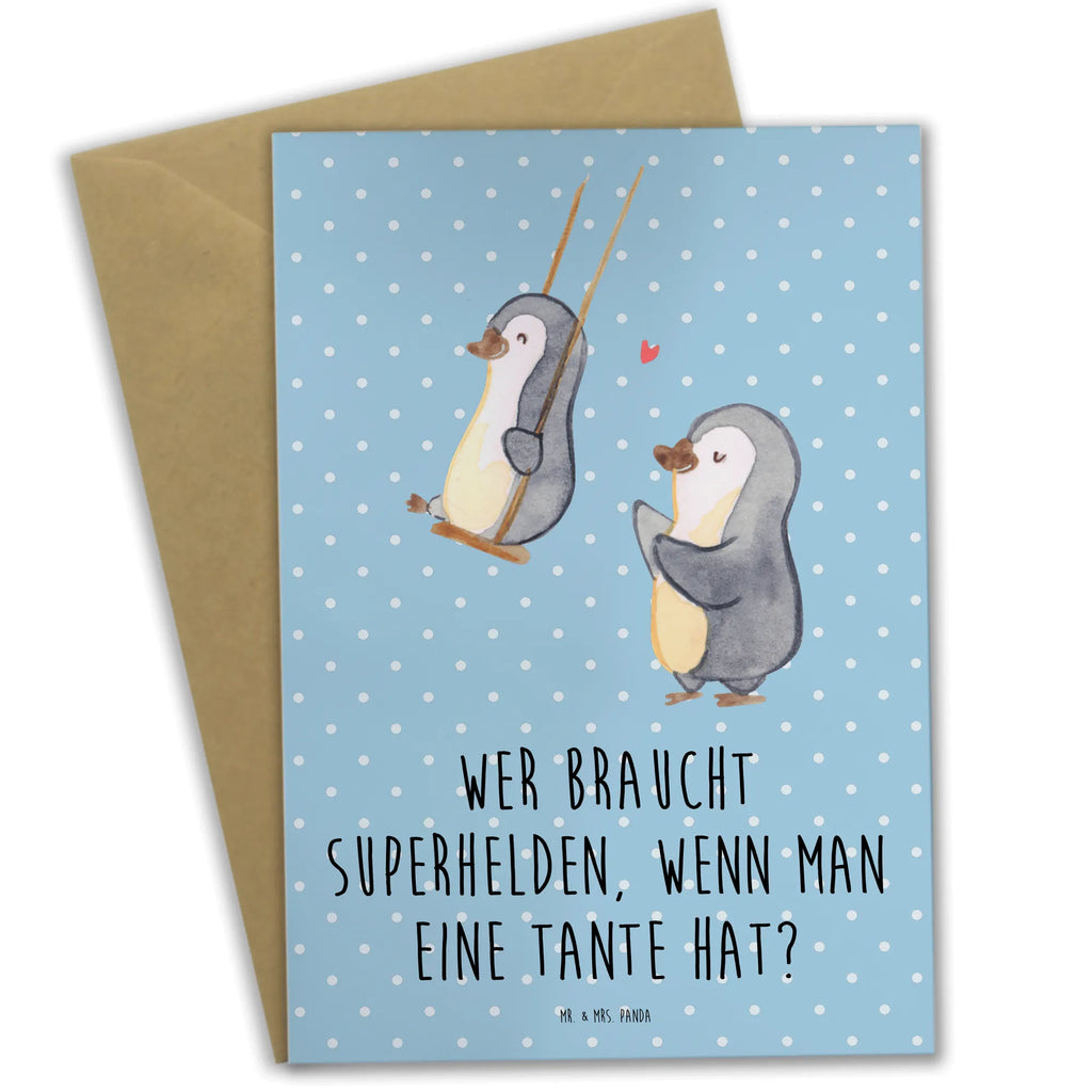 Greetings card Wer braucht Superhelden, wenn man eine Tante hat? Karte, Ansichtskarten, Einladungskarte, Klappkarte, Hochzeitskarte, Glückwunschkarte, Geburtstagskarte, Grußkarte, Familie, Vatertag, Muttertag, Bruder, Schwester, Mama, Papa, Oma, Opa