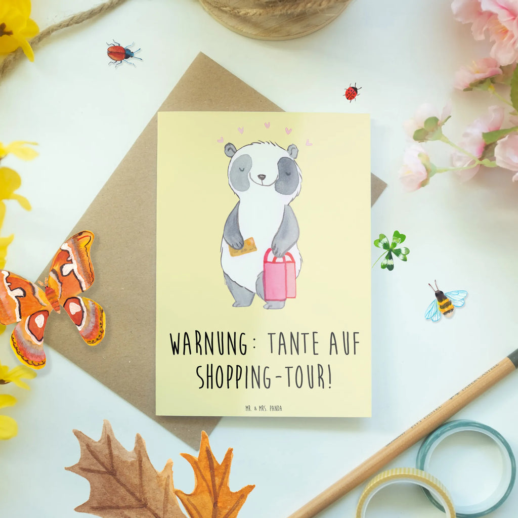 Greetings card Warnung: Tante auf Shopping-Tour! Ansichtskarten, Klappkarte, Einladungskarte, Grußkarte, Karte, Geburtstagskarte, Glückwunschkarte, Hochzeitskarte, Familie, Vatertag, Muttertag, Bruder, Schwester, Mama, Papa, Oma, Opa