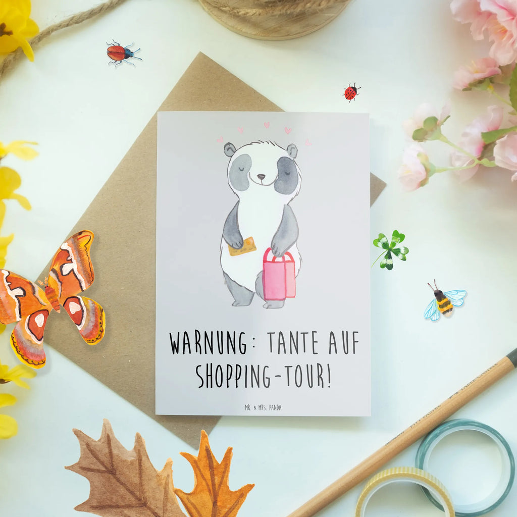 Greetings card Warnung: Tante auf Shopping-Tour! Ansichtskarten, Klappkarte, Einladungskarte, Grußkarte, Karte, Geburtstagskarte, Glückwunschkarte, Hochzeitskarte, Familie, Vatertag, Muttertag, Bruder, Schwester, Mama, Papa, Oma, Opa