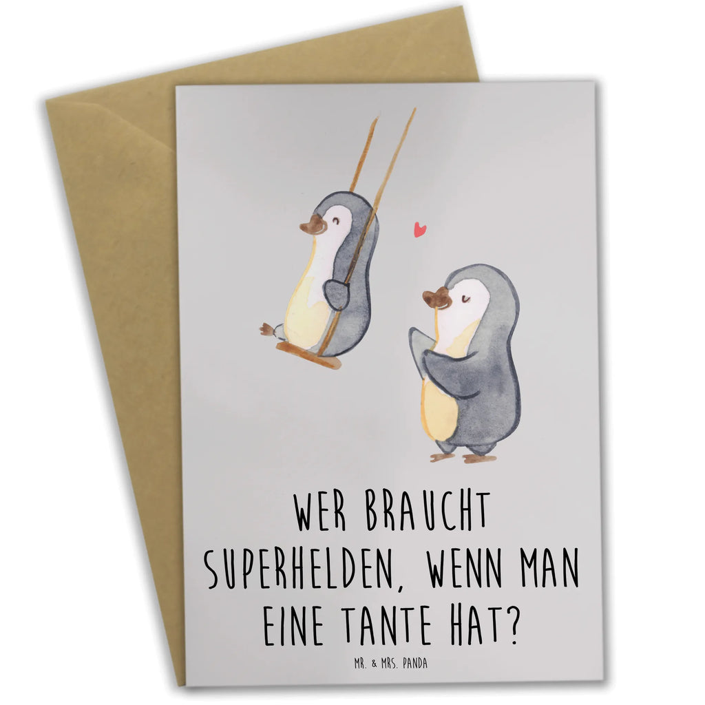 Greetings card Wer braucht Superhelden, wenn man eine Tante hat? Karte, Ansichtskarten, Einladungskarte, Klappkarte, Hochzeitskarte, Glückwunschkarte, Geburtstagskarte, Grußkarte, Familie, Vatertag, Muttertag, Bruder, Schwester, Mama, Papa, Oma, Opa