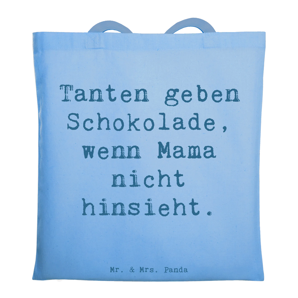 Tragetasche Spruch Tanten geben Schokolade, wenn Mama nicht hinsieht. Beuteltasche, Beutel, Einkaufstasche, Jutebeutel, Stoffbeutel, Tasche, Shopper, Umhängetasche, Strandtasche, Schultertasche, Stofftasche, Tragetasche, Badetasche, Jutetasche, Einkaufstüte, Laptoptasche, Familie, Vatertag, Muttertag, Bruder, Schwester, Mama, Papa, Oma, Opa