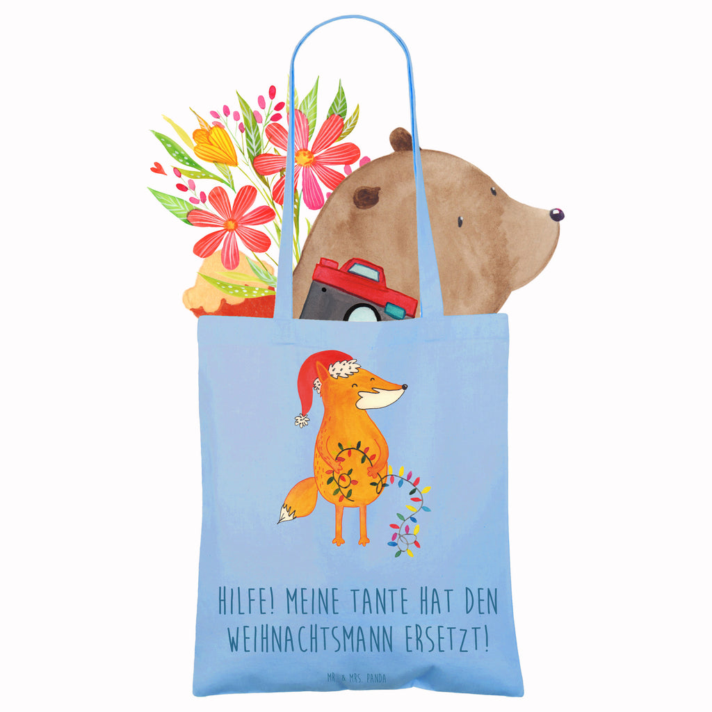 Tote bag Hilfe! Meine Tante hat den Weihnachtsmann ersetzt! Tasche, Jutebeutel, Jutetasche, Beutel, Einkaufstüte, Schultertasche, Shopper, Badetasche, Stofftasche, Einkaufstasche, Beuteltasche, Tragetasche, Laptoptasche, Umhängetasche, Stoffbeutel, Strandtasche, Familie, Vatertag, Muttertag, Bruder, Schwester, Mama, Papa, Oma, Opa