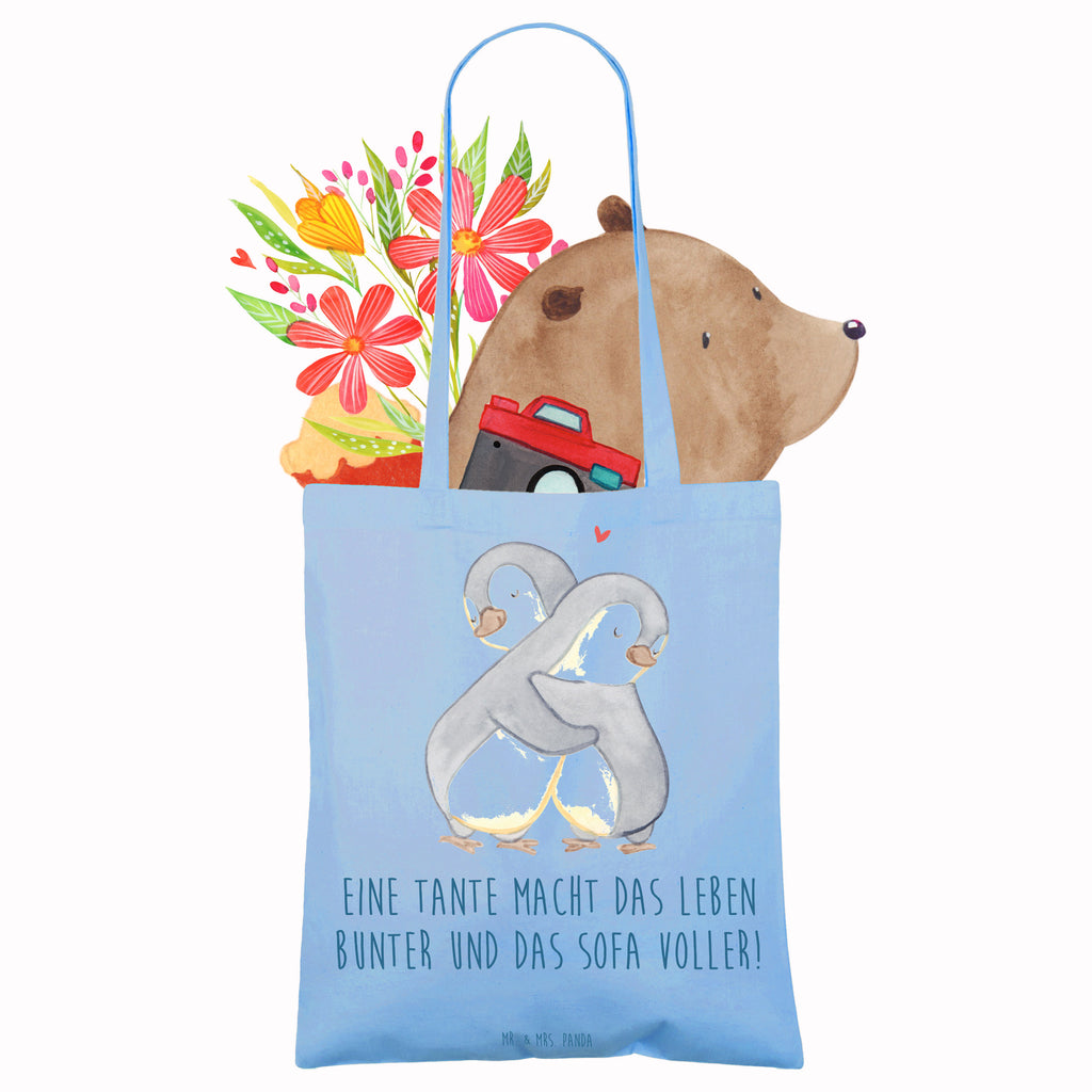 Tote bag Eine Tante macht das Leben bunter und das Sofa voller! Einkaufstasche, Einkaufstüte, Shopper, Badetasche, Jutetasche, Laptoptasche, Stofftasche, Beutel, Stoffbeutel, Umhängetasche, Schultertasche, Tasche, Tragetasche, Jutebeutel, Strandtasche, Beuteltasche, Familie, Vatertag, Muttertag, Bruder, Schwester, Mama, Papa, Oma, Opa
