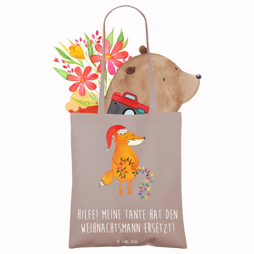 Tote bag Hilfe! Meine Tante hat den Weihnachtsmann ersetzt! Tasche, Jutebeutel, Jutetasche, Beutel, Einkaufstüte, Schultertasche, Shopper, Badetasche, Stofftasche, Einkaufstasche, Beuteltasche, Tragetasche, Laptoptasche, Umhängetasche, Stoffbeutel, Strandtasche, Familie, Vatertag, Muttertag, Bruder, Schwester, Mama, Papa, Oma, Opa