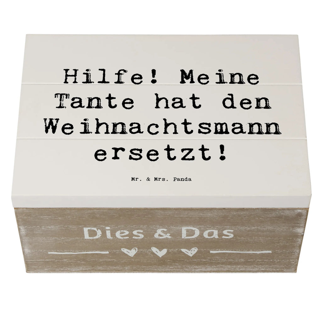 Wooden chest Saying Hilfe! Meine Tante hat den Weihnachtsmann ersetzt! Dekokiste, Holzkiste, XXL, Schatulle, Erinnerungsbox, Schatzkiste, Geschenkbox, Geschenkdose, Truhe, Aufbewahrungsbox, Kiste, Erinnerungskiste, Familie, Vatertag, Muttertag, Bruder, Schwester, Mama, Papa, Oma, Opa