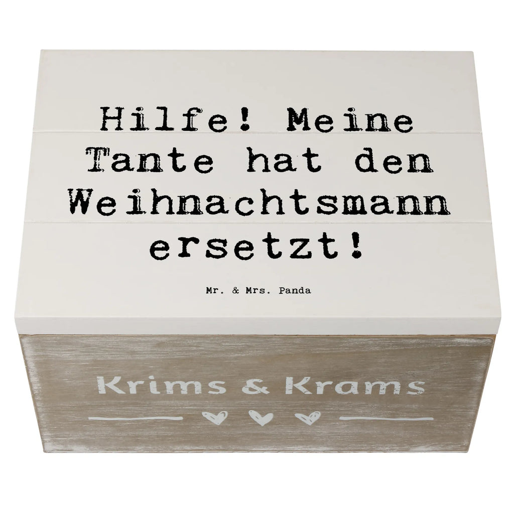 Wooden chest Saying Hilfe! Meine Tante hat den Weihnachtsmann ersetzt! Dekokiste, Holzkiste, XXL, Schatulle, Erinnerungsbox, Schatzkiste, Geschenkbox, Geschenkdose, Truhe, Aufbewahrungsbox, Kiste, Erinnerungskiste, Familie, Vatertag, Muttertag, Bruder, Schwester, Mama, Papa, Oma, Opa