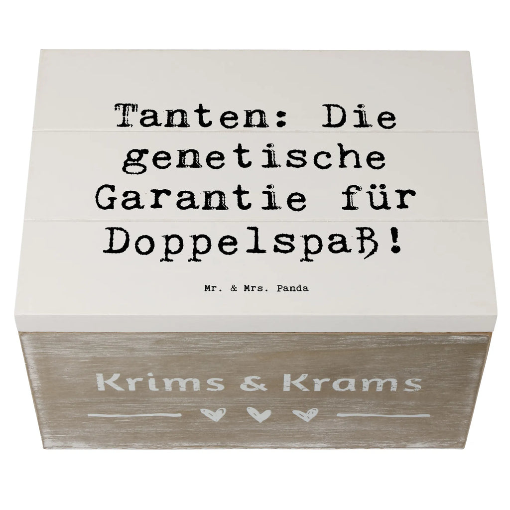 Holzkiste Spruch Tanten Doppelspaß Erinnerungsbox, XXL, Kiste, Aufbewahrungsbox, Schatulle, Geschenkdose, Geschenkbox, Holzkiste, Erinnerungskiste, Dekokiste, Schatzkiste, Truhe, Familie, Vatertag, Muttertag, Bruder, Schwester, Mama, Papa, Oma, Opa