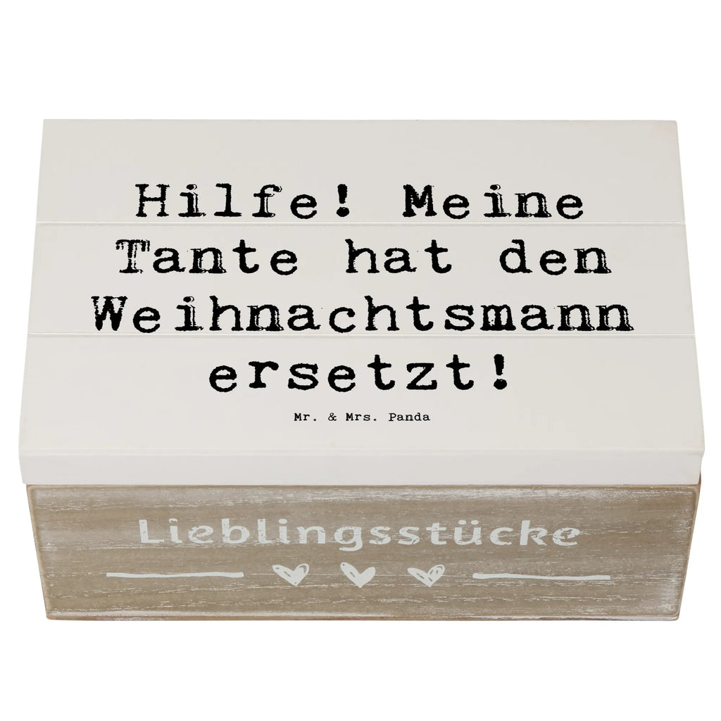Wooden chest Saying Hilfe! Meine Tante hat den Weihnachtsmann ersetzt! Dekokiste, Holzkiste, XXL, Schatulle, Erinnerungsbox, Schatzkiste, Geschenkbox, Geschenkdose, Truhe, Aufbewahrungsbox, Kiste, Erinnerungskiste, Familie, Vatertag, Muttertag, Bruder, Schwester, Mama, Papa, Oma, Opa