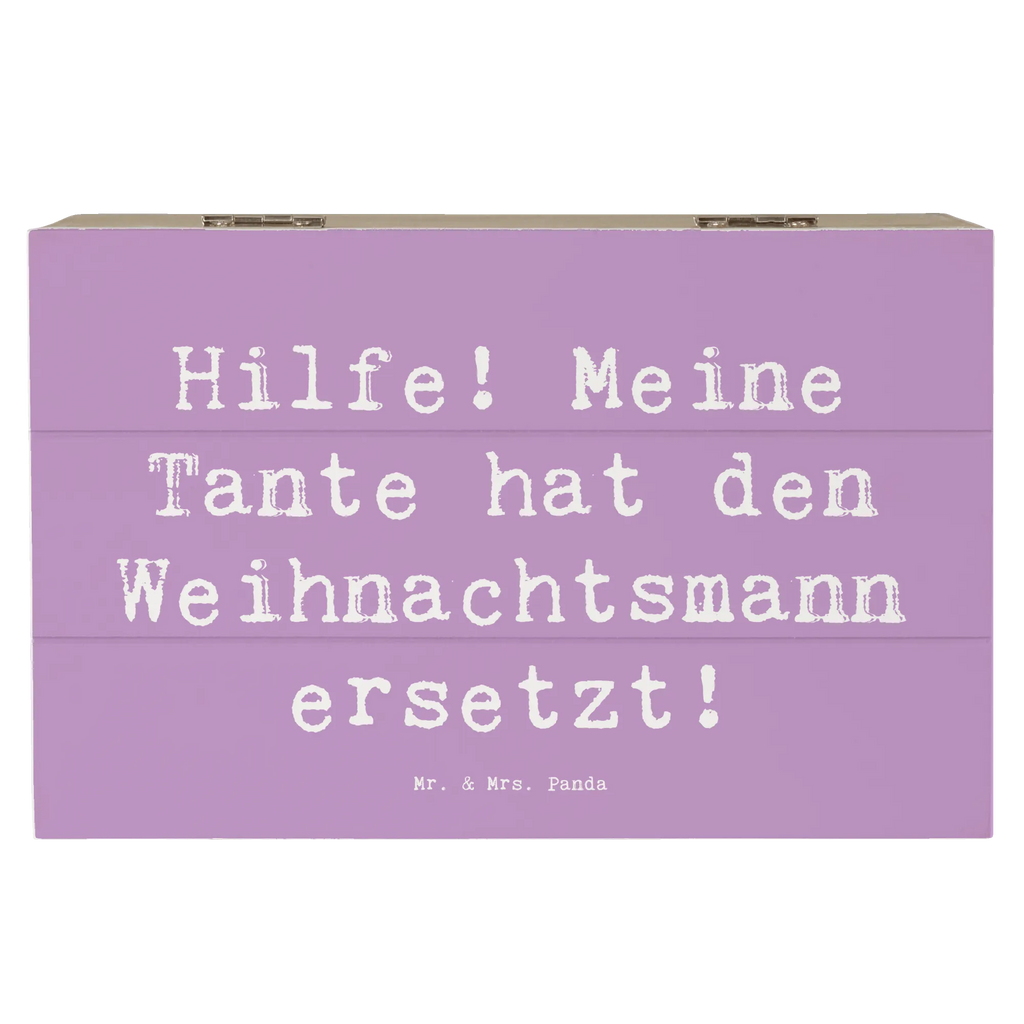 Wooden chest Saying Hilfe! Meine Tante hat den Weihnachtsmann ersetzt! Dekokiste, Holzkiste, XXL, Schatulle, Erinnerungsbox, Schatzkiste, Geschenkbox, Geschenkdose, Truhe, Aufbewahrungsbox, Kiste, Erinnerungskiste, Familie, Vatertag, Muttertag, Bruder, Schwester, Mama, Papa, Oma, Opa