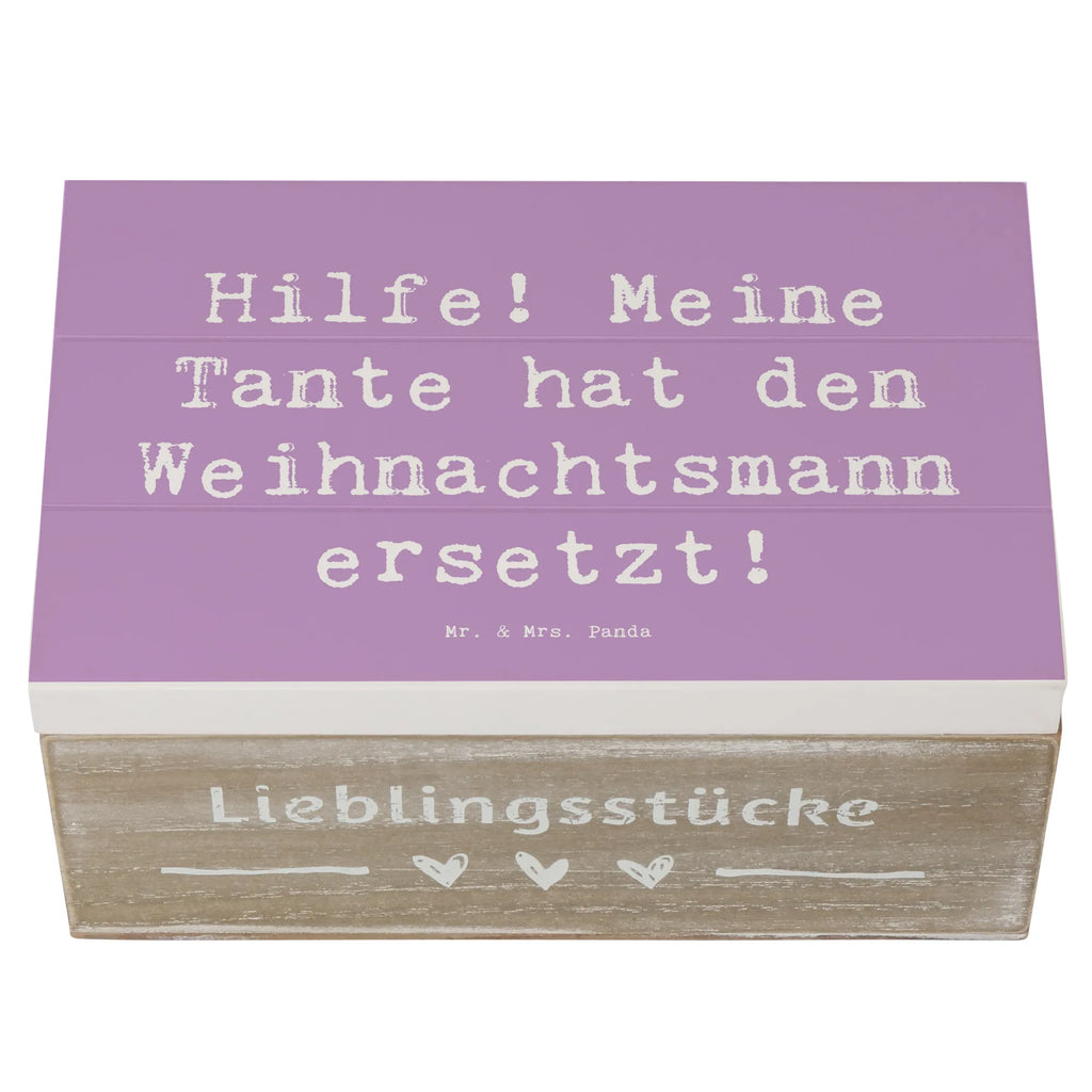 Wooden chest Saying Hilfe! Meine Tante hat den Weihnachtsmann ersetzt! Dekokiste, Holzkiste, XXL, Schatulle, Erinnerungsbox, Schatzkiste, Geschenkbox, Geschenkdose, Truhe, Aufbewahrungsbox, Kiste, Erinnerungskiste, Familie, Vatertag, Muttertag, Bruder, Schwester, Mama, Papa, Oma, Opa