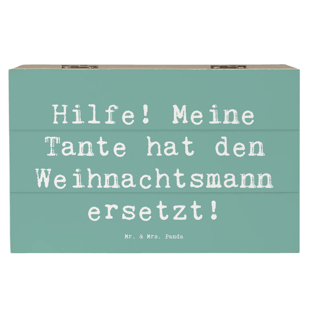 Wooden chest Saying Hilfe! Meine Tante hat den Weihnachtsmann ersetzt! Dekokiste, Holzkiste, XXL, Schatulle, Erinnerungsbox, Schatzkiste, Geschenkbox, Geschenkdose, Truhe, Aufbewahrungsbox, Kiste, Erinnerungskiste, Familie, Vatertag, Muttertag, Bruder, Schwester, Mama, Papa, Oma, Opa