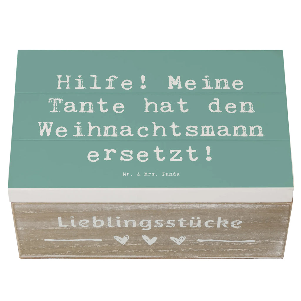 Wooden chest Saying Hilfe! Meine Tante hat den Weihnachtsmann ersetzt! Dekokiste, Holzkiste, XXL, Schatulle, Erinnerungsbox, Schatzkiste, Geschenkbox, Geschenkdose, Truhe, Aufbewahrungsbox, Kiste, Erinnerungskiste, Familie, Vatertag, Muttertag, Bruder, Schwester, Mama, Papa, Oma, Opa