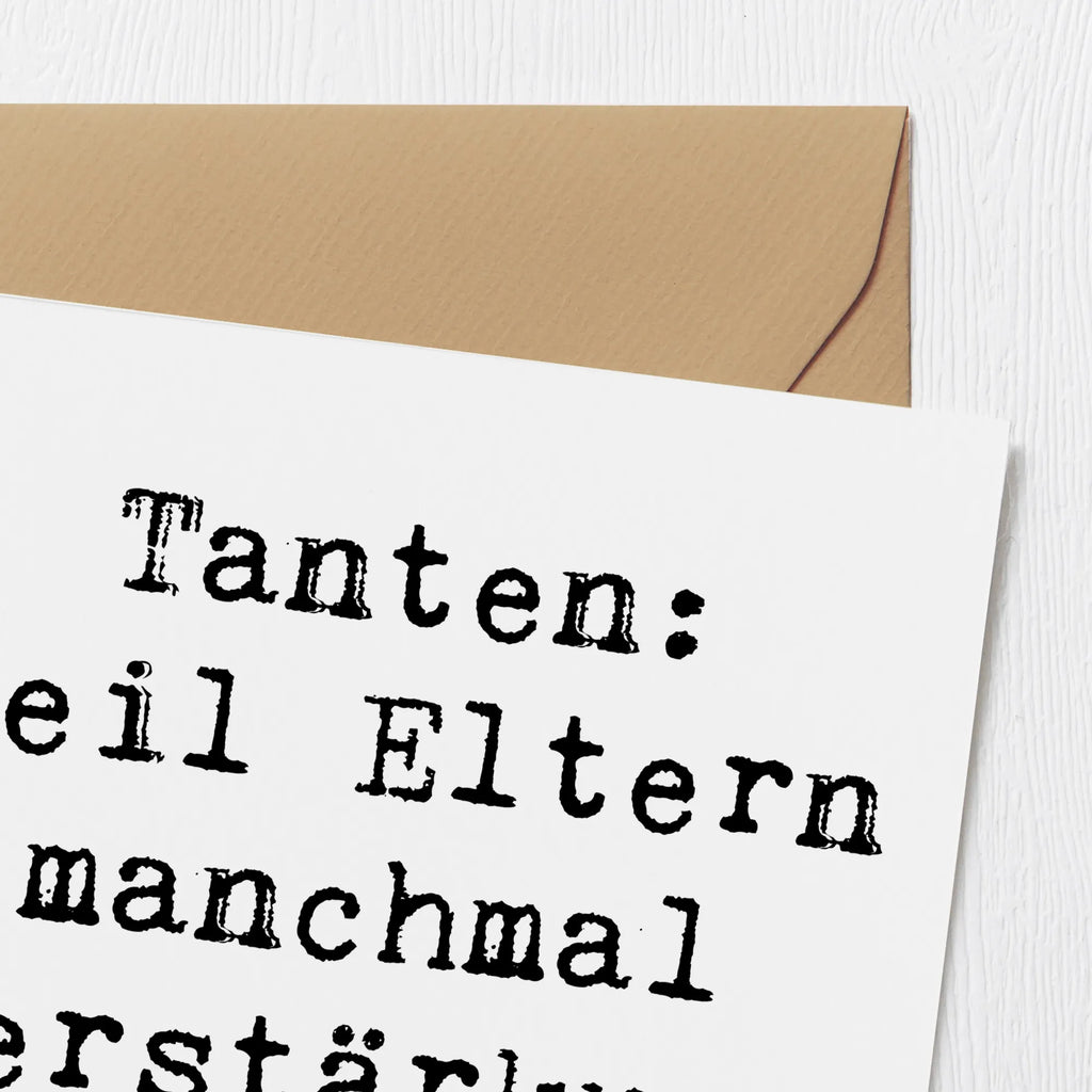 Deluxe Card Saying Tanten: Weil Eltern manchmal Verstärkung brauchen! Hochwertige Klappkarte, Einladungskarte, Glückwunschkarte, Geburtstagskarte, Grußkarte, Hochzeitskarte, Karte, Hochwertige Grußkarte, Klappkarte, Familie, Vatertag, Muttertag, Bruder, Schwester, Mama, Papa, Oma, Opa