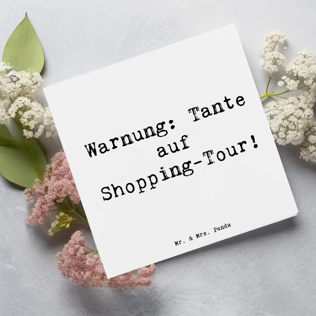 Deluxe Card Saying Warnung: Tante auf Shopping-Tour! Karte, Geburtstagskarte, Klappkarte, Glückwunschkarte, Hochwertige Grußkarte, Hochzeitskarte, Hochwertige Klappkarte, Grußkarte, Einladungskarte, Familie, Vatertag, Muttertag, Bruder, Schwester, Mama, Papa, Oma, Opa
